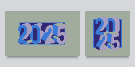 2025 new year number design. Happy new year 2025 modern art banner templateのイラスト素材