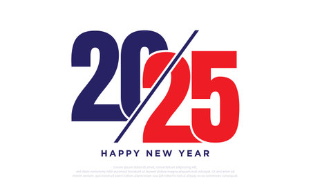 Happy New Year 2025 text design. Cover of business diary for 2025 with wishes. Brochure design template, card, banner. Vector illustration.のイラスト素材
