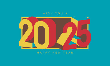 2025 new year number design. Happy new year 2025 modern art banner template