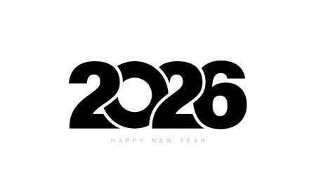 2026 Happy New Year logo text design. 2026 number design template. Vector illustration.