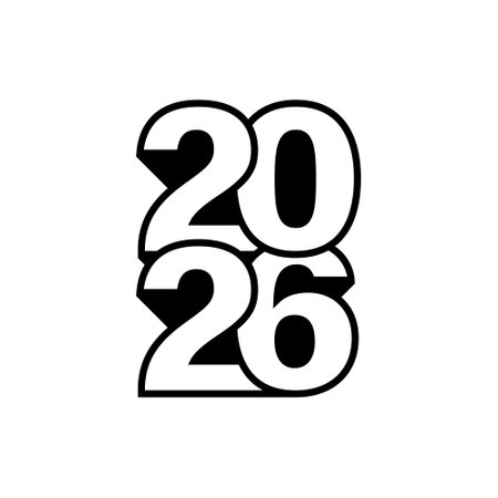 2026 Happy New Year text design. 2026 number design template. Vector illustration.のイラスト素材