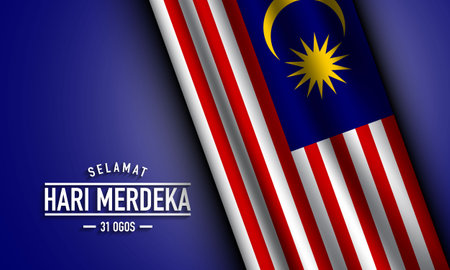 Malaysia Independence Day Background Design. Translation : Happy Independence Day, 31st of August. Vector Illustration.のイラスト素材