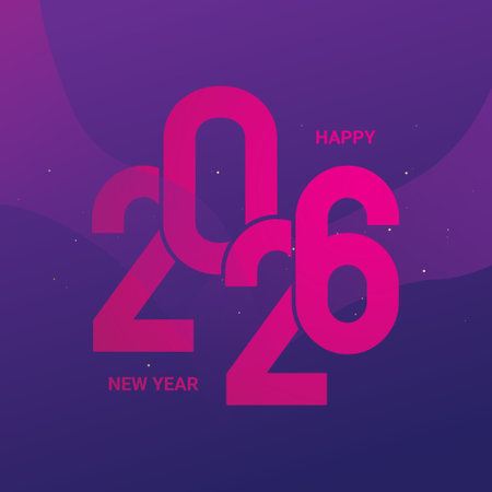 New Year 2026 design with space concept with purple gradient background. Vector Illustration.