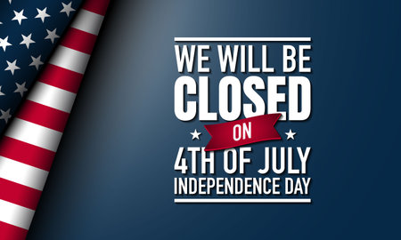 United States of America Independence Day Background Design. We will be closed for 4th of July Independence Day Design Template.のイラスト素材