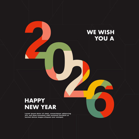 Simple and Elegant 2026 Happy New Year Celebration Design. Brochure, Greeting Card, Banner, Poster. Vector Illustration.のイラスト素材