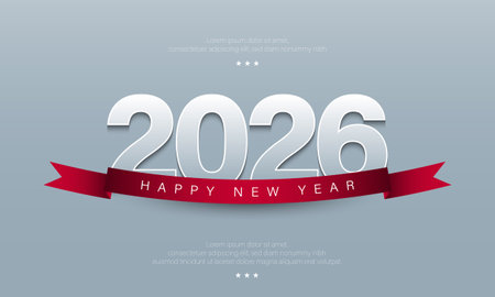 Simple and Elegant 2026 Happy New Year Background Design. Brochure, Greeting Card, Banner, Poster. Vector Illustration.のイラスト素材