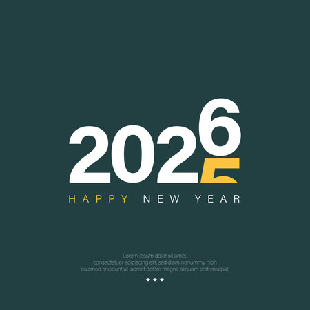 2026 Happy New Year Design with illustration of the number five sinking replaced by the number six. Brochure, Greeting Card, Banner, Poster. Vector Illustration.のイラスト素材