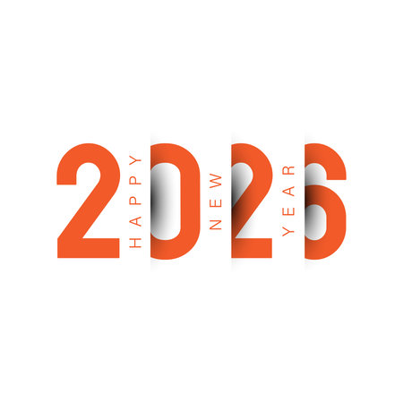 Simple and Elegant 2026 Happy New Year Text Design. Brochure, Greeting Card, Banner, Poster. Vector Illustration.のイラスト素材