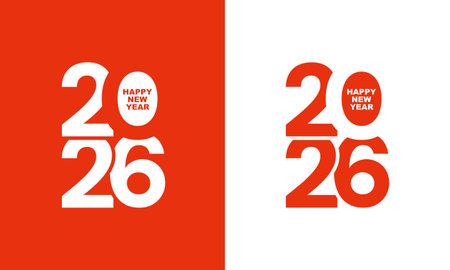 Set of 2026 Happy New Year Celebration Design. Greeting Card, Banner, Poster. Vector Illustration.のイラスト素材