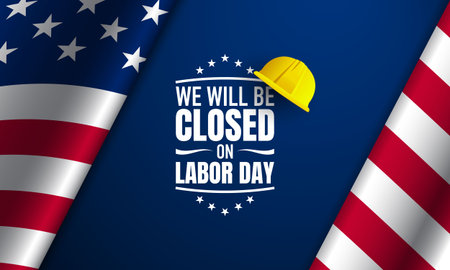 Labor Day Background Design. We will be closed on Labor Day. Vector illustrationのイラスト素材