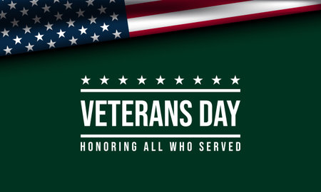 Veterans Day greeting card on green background. Vector Illustration.のイラスト素材