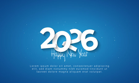 Trendy unique new year 2026 design template with blue background. Vector Illustration.
