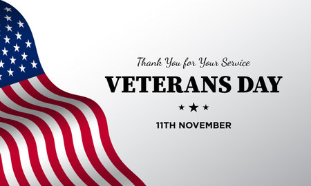 Veterans Day Greeting Card Design with USA Flag on White Background. Vector Illustration.のイラスト素材