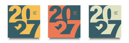 Set of 2027 New Year Number Design. 2027 Happy New Year Template Design. Vector Illustration.