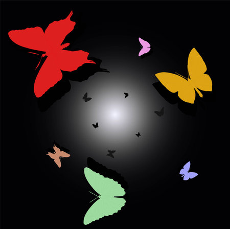 Background of butterflies flying around the cave hole with the theme: secret journey. Vector design illustrationのイラスト素材