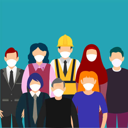Activities using masks vector design illustration 01