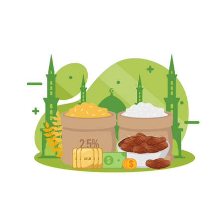 Zakat background for Muslims to purify the heart vector design illustration 02のイラスト素材