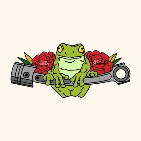 Green Frog With Piston Customworkのイラスト素材