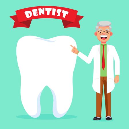 Dentist doctor presenting the tooth vector illustrationのイラスト素材