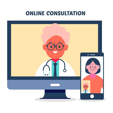 Online doctor vector healthcare vector illustration conceptのイラスト素材
