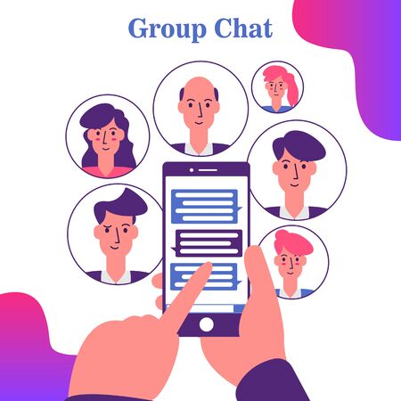 Group chat in smartphone vector illustrationのイラスト素材