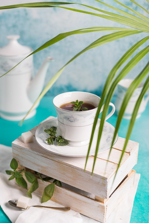 A cup of tea with mintの写真素材