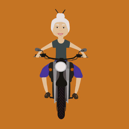 Grandma riding a motorcycleのイラスト素材