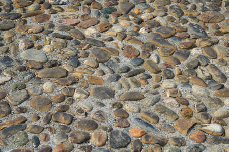 Ancient cobblestone on the italian streetの写真素材