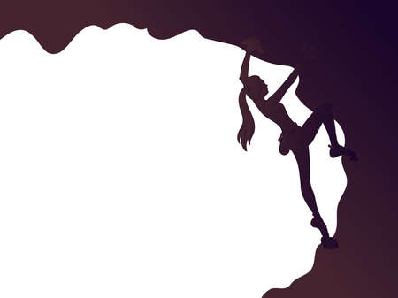 Climbing girl silhouetteの写真素材
