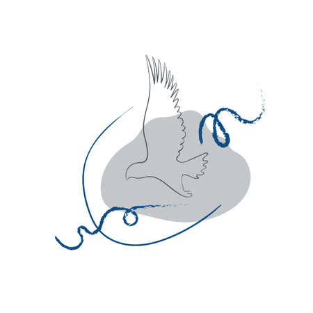 Vector abstract flat illustration. Gray and blue and white picture. Centered composition in a white square.のイラスト素材