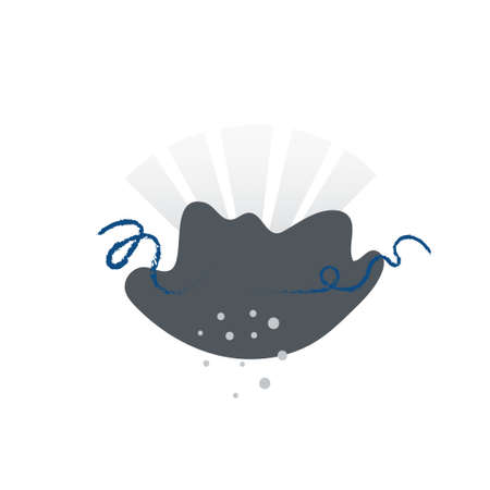 Vector abstract flat illustration. Gray and blue and white picture. Centered composition in a white square.のイラスト素材