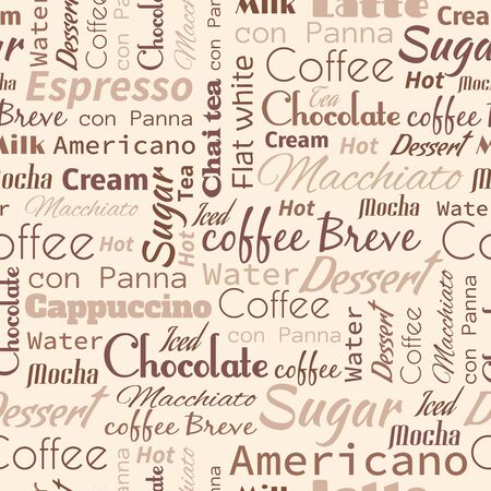 Seamless background with coffee tags for fast food design.のイラスト素材