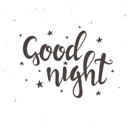 Good Night.  Hand drawn typography poster. T shirt hand lettered calligraphic design. Inspirational vector typography.のイラスト素材
