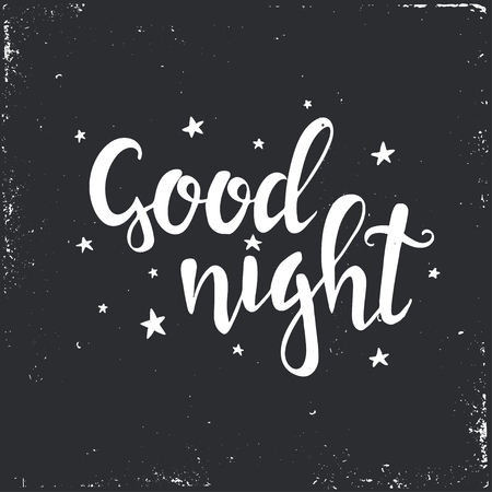 Good Night.  Hand drawn typography poster. T shirt hand lettered calligraphic design. Inspirational vector typography.のイラスト素材