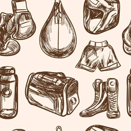 Boxing seamless pattern design, vector illustration graphic vintageのイラスト素材