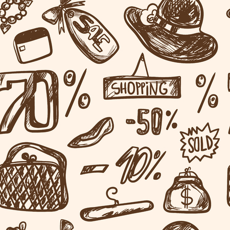 Vector illustration of sale seamless pattern vintageのイラスト素材