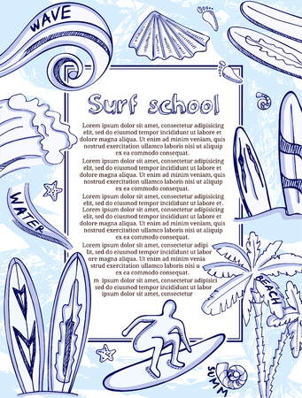 Surf school banners or flyer vector templateのイラスト素材