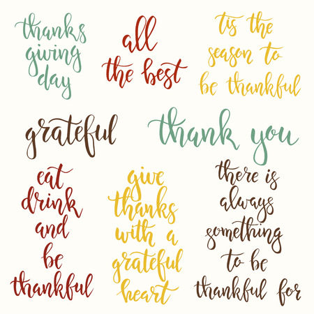 Thanksgiving day vintage gift tags and cards. Handwritten lettering. Hand drawn design elements. Printable itemsのイラスト素材