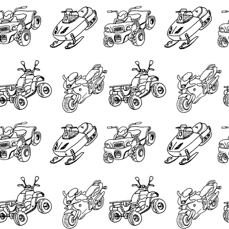 ATV Hand drawn doodle seamless pattern.のイラスト素材