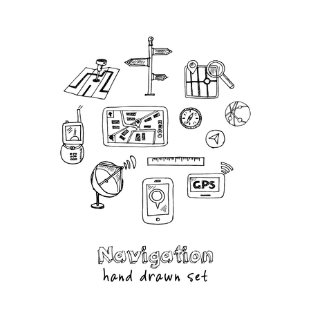 Hand drawn doodle navigation set.のイラスト素材