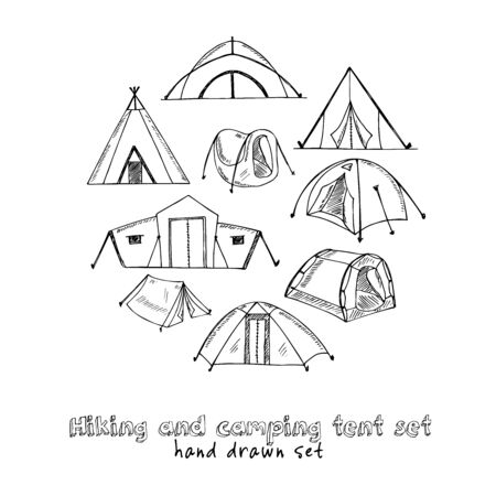 Set of camping and nature related icons.のイラスト素材