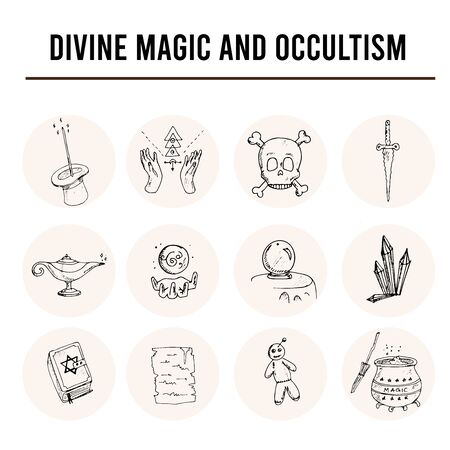 Divine magic and occultism isolated hand drawn doodles Vectorのイラスト素材