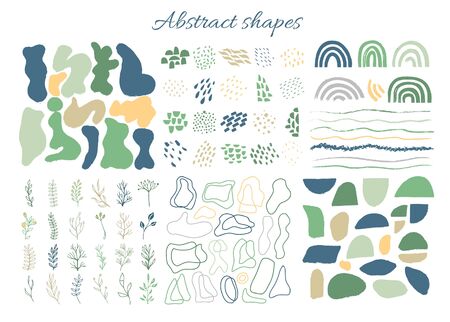 Big set of hand drawn organic shapes. Abstract contemporary modern trendy . Vector illustrationのイラスト素材
