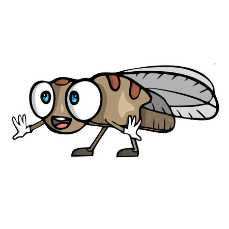 Cute little cartoon fly insect. Vector illustrationのイラスト素材