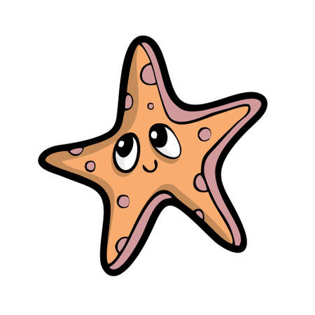 Starfish on white background Cute marine animal Cartoon. . Vector illustrationのイラスト素材
