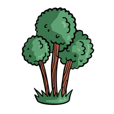 Tree on white background Cute Cartoon Vector illustration.のイラスト素材