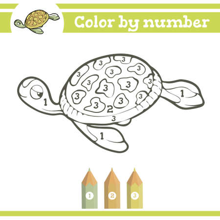 Color by numbers. Coloring page for preschool children. Learn numbers for kindergartens and schools. Educational game. Vector illustrationのイラスト素材