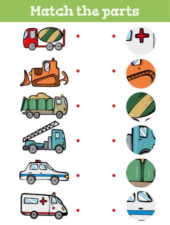 Match the part Educational game for children. Cartoon Vector illustration.のイラスト素材