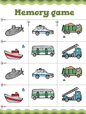 Memory game. Educational game for children. Cartoon  Vector illustration.のイラスト素材