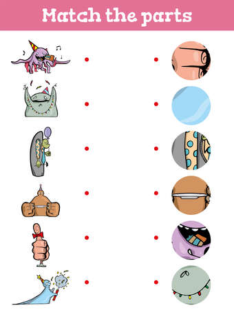 Match the part Educational game for children. Cartoon vector illustration.のイラスト素材